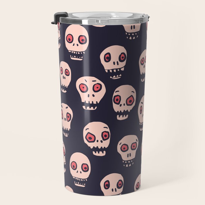 Skulls funny spooky pattern, halloween Travel Mug Gallery Image 3