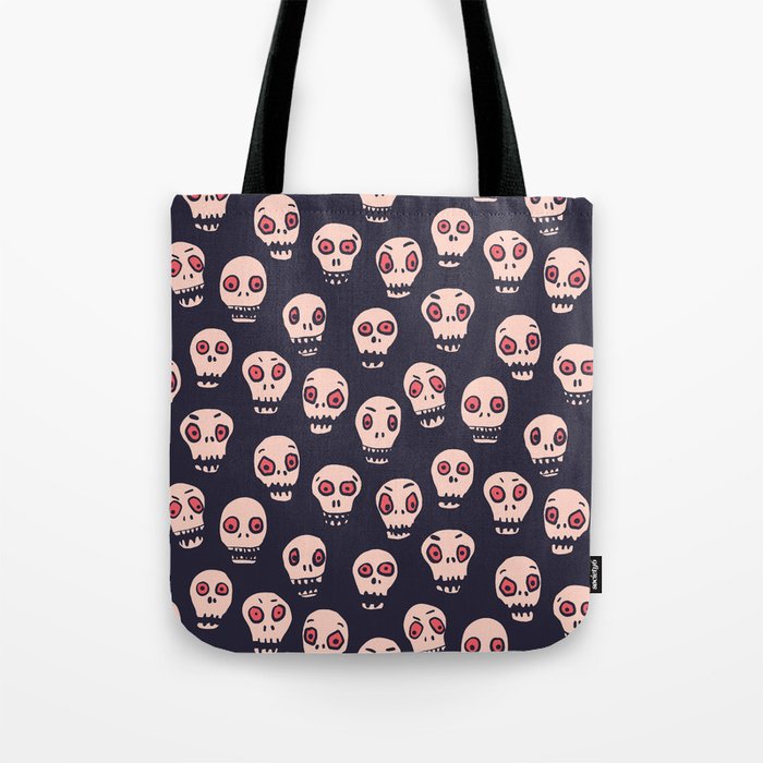 Skulls funny spooky pattern, halloween Tote Bag Gallery Image 1