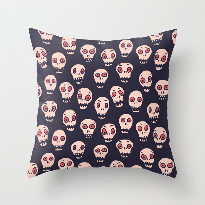 Skulls funny spooky pattern, halloween Throw Pillow Gallery Image 6