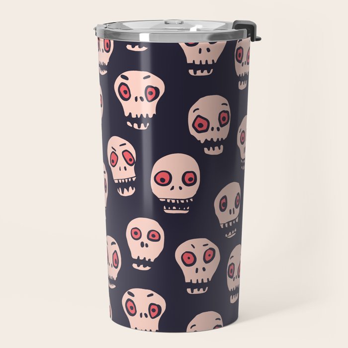 Skulls funny spooky pattern, halloween Travel Mug Gallery Image 2
