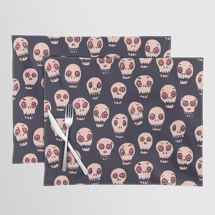 Skulls funny spooky pattern, halloween Placemat Gallery Image 1