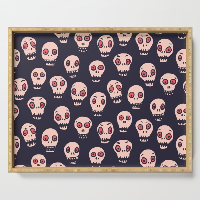Skulls funny spooky pattern, halloween Serving Tray Gallery Image 1