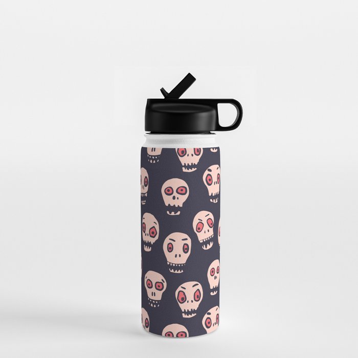 Skulls funny spooky pattern, halloween Water Bottle Gallery Image 1