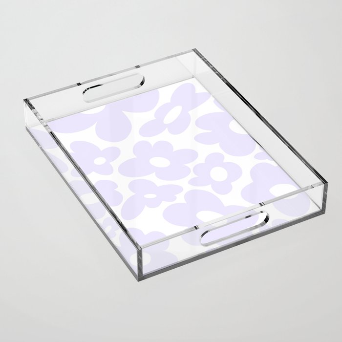 retro flowers / lilac Acrylic Tray Gallery Image 1
