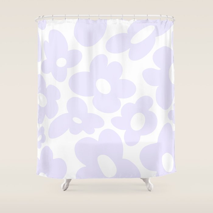 retro flowers / lilac Shower Curtain Gallery Image 1
