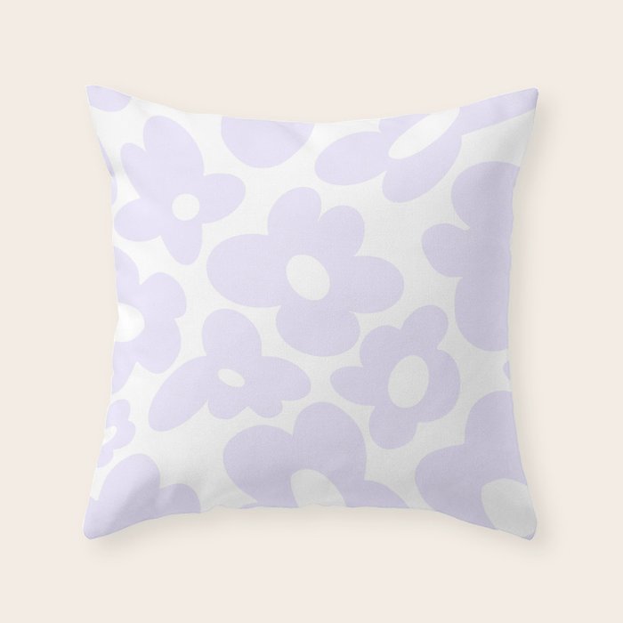 retro flowers / lilac Throw Pillow Gallery Image 6