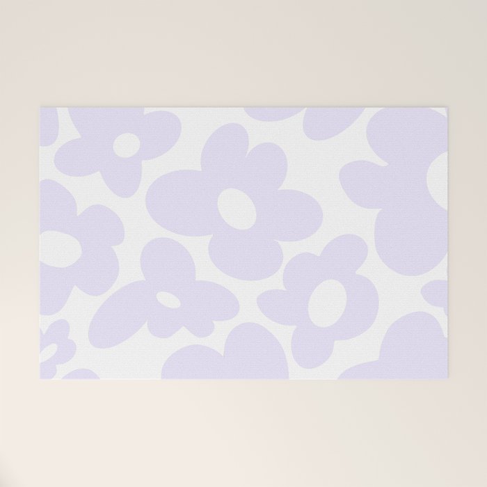 retro flowers / lilac Welcome Mat Gallery Image 1