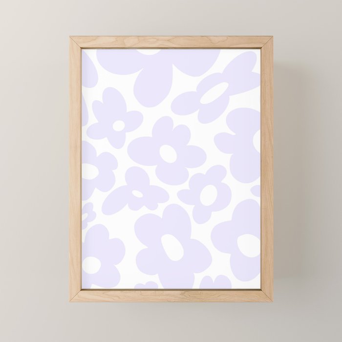 retro flowers / lilac Mini Art Print Gallery Image 1