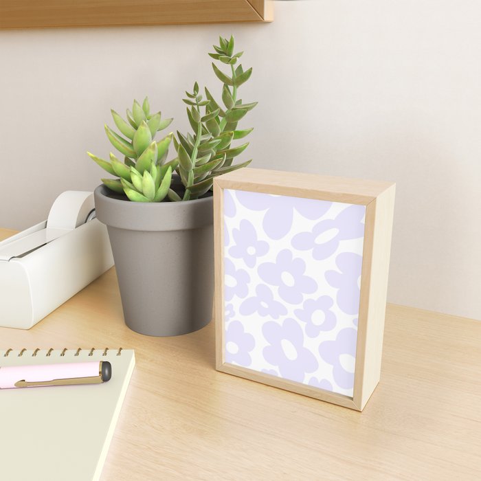 retro flowers / lilac Mini Art Print Gallery Image 2