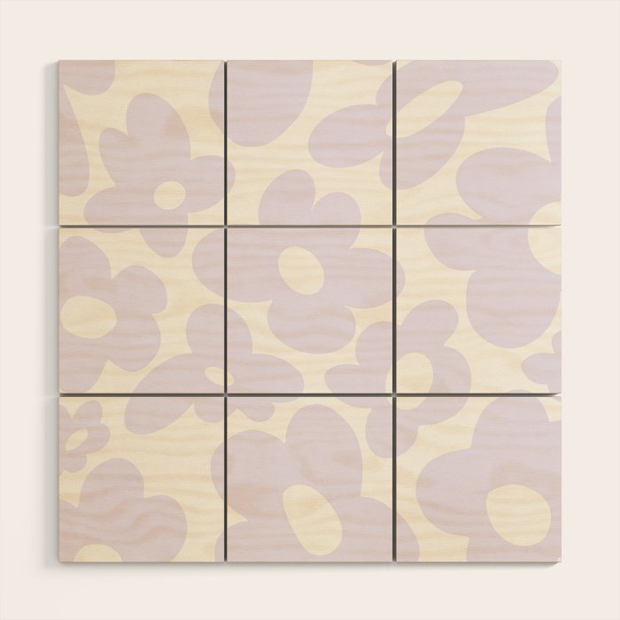 retro flowers / lilac Wood Wall Art Gallery Image 1