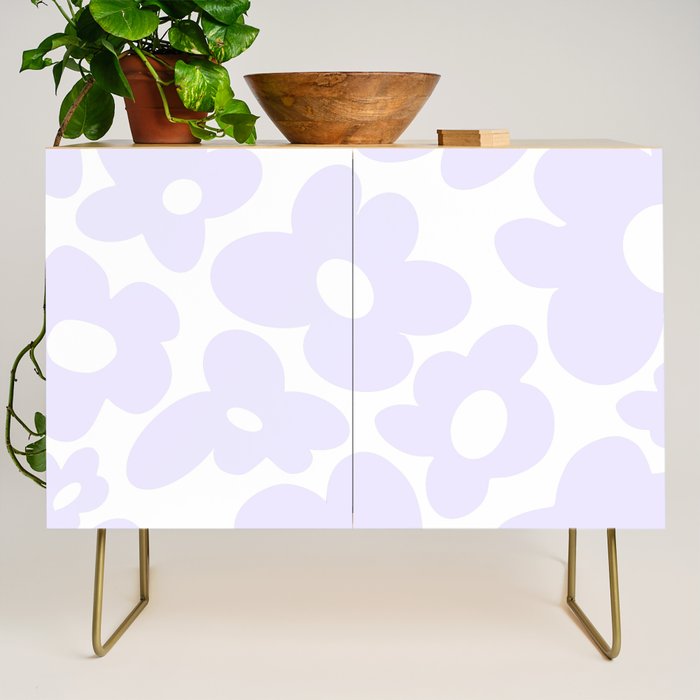 retro flowers / lilac Credenza Gallery Image 1