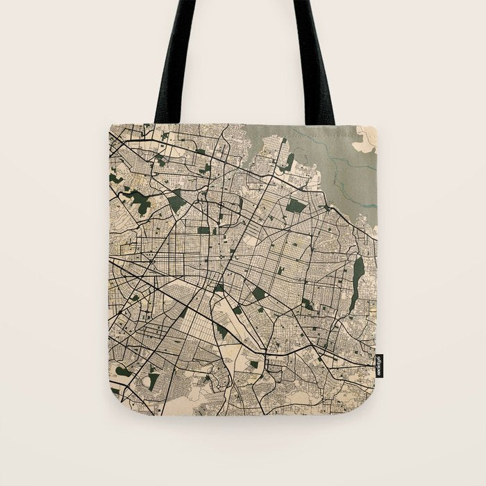 Guadalajara City Map of Jalisco, Mexico - Vintage Tote Bag Gallery Image 1