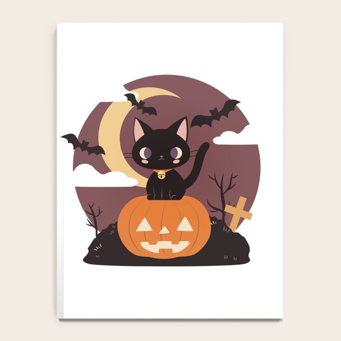 Spooky Cat on a Pumpkin Notebook Gallery Image 4