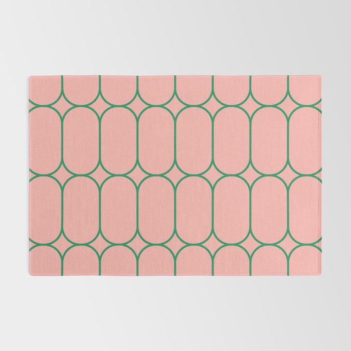 Mod Pods Retro Minimalist Geometric Pattern in Pink and Bright Green Rug Gallery Image 2