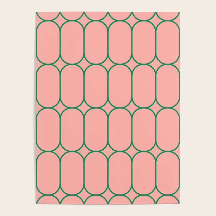 Mod Pods Retro Minimalist Geometric Pattern in Pink and Bright Green Poster Gallery Image 4