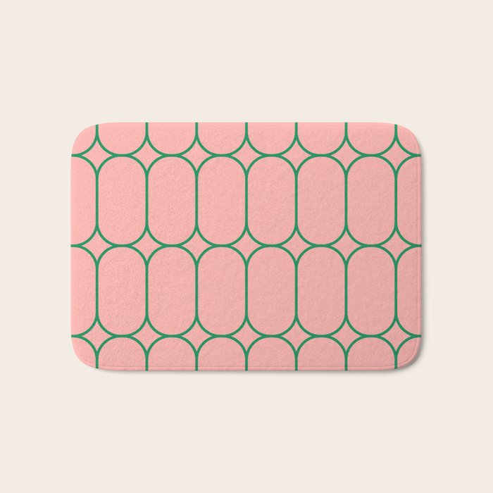 Mod Pods Retro Minimalist Geometric Pattern in Pink and Bright Green Bath Mat Gallery Image 1