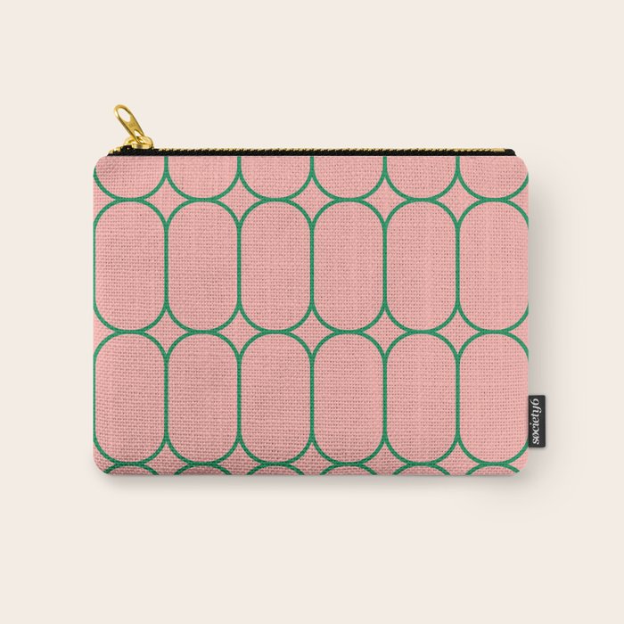 Mod Pods Retro Minimalist Geometric Pattern in Pink and Bright Green Carry All Pouch Gallery Image 1