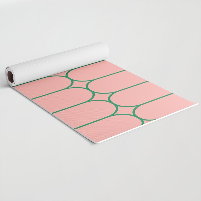 Mod Pods Retro Minimalist Geometric Pattern in Pink and Bright Green Yoga Mat Gallery Image 2