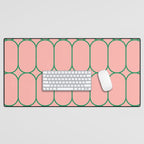 Mod Pods Retro Minimalist Geometric Pattern in Pink and Bright Green Desk Mat Gallery Image 1