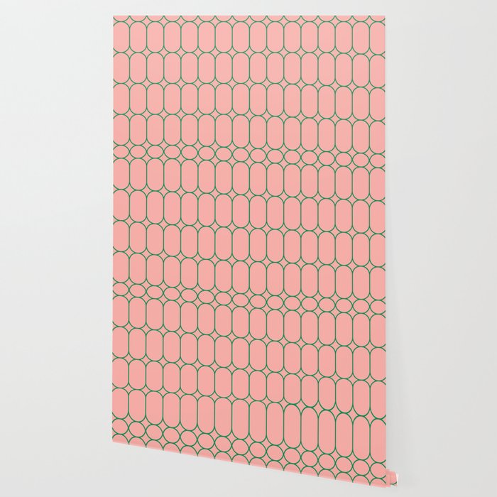 Mod Pods Retro Minimalist Geometric Pattern in Pink and Bright Green Wallpaper Gallery Image 2