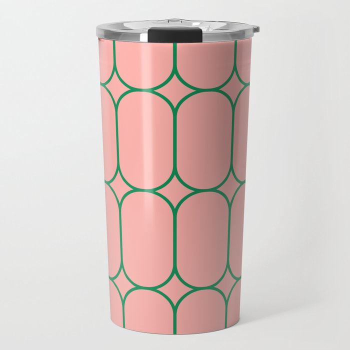 Mod Pods Retro Minimalist Geometric Pattern in Pink and Bright Green Travel Mug Gallery Image 1