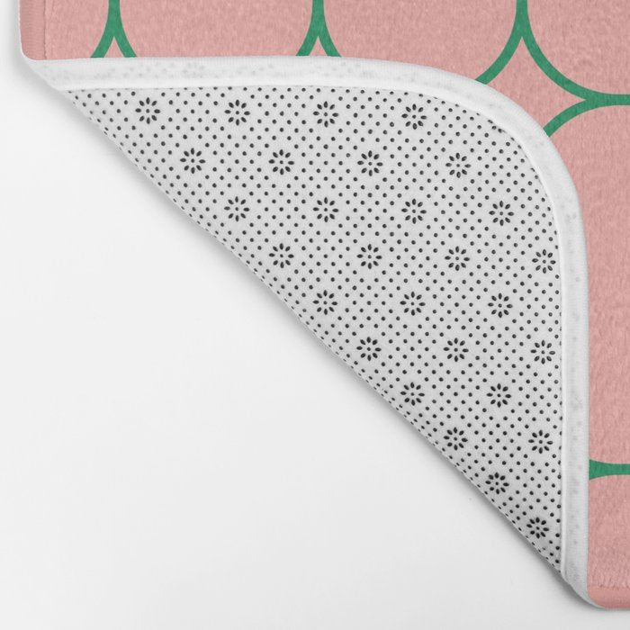Mod Pods Retro Minimalist Geometric Pattern in Pink and Bright Green Bath Mat Gallery Image 2