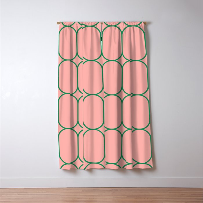 Mod Pods Retro Minimalist Geometric Pattern in Pink and Bright Green Window Curtain Gallery Image 3