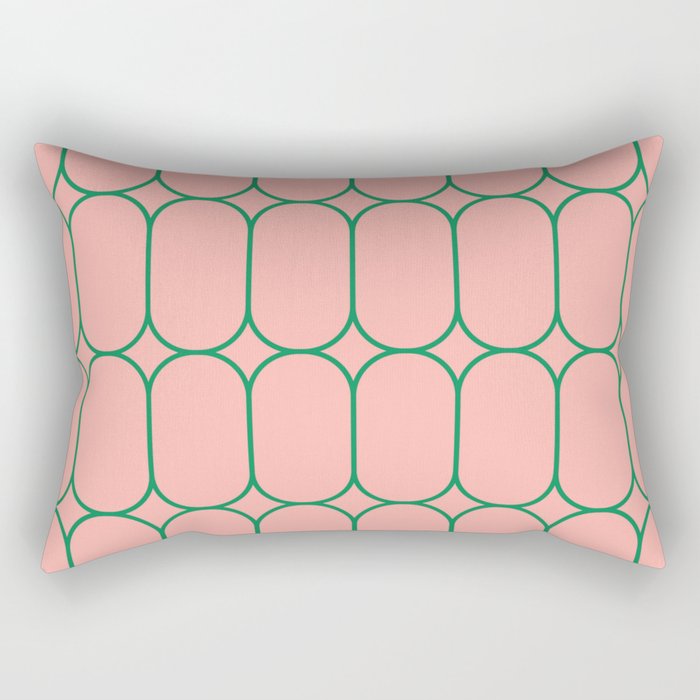 Mod Pods Retro Minimalist Geometric Pattern in Pink and Bright Green Rectangular Pillow Gallery Image 2