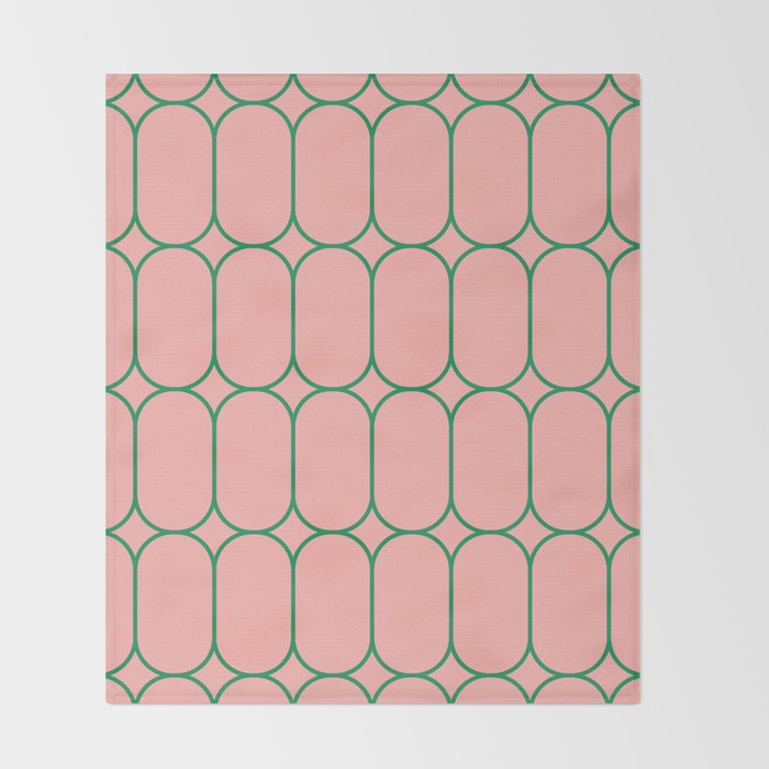 Mod Pods Retro Minimalist Geometric Pattern in Pink and Bright Green Throw Blanket Gallery Image 2