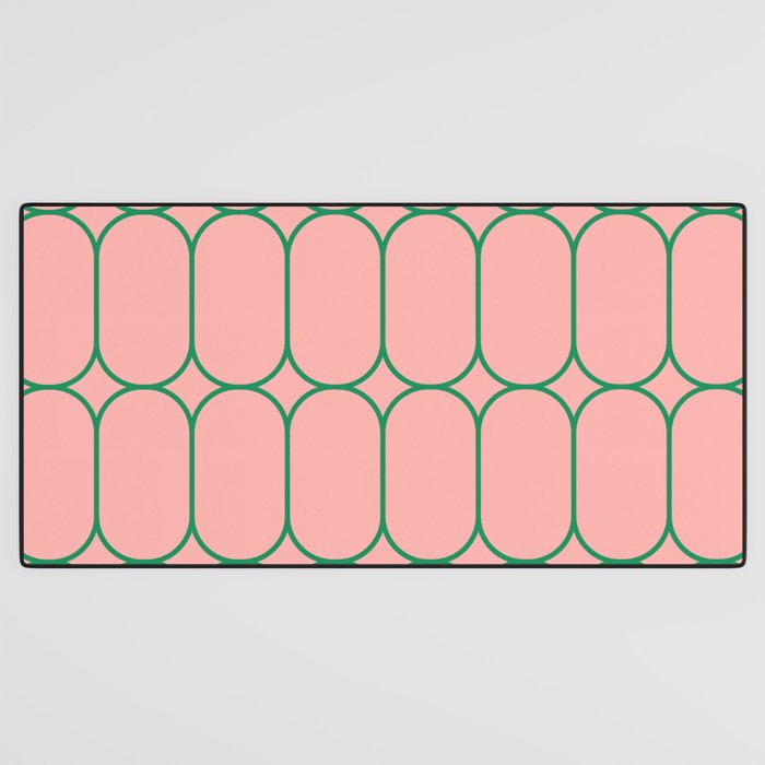 Mod Pods Retro Minimalist Geometric Pattern in Pink and Bright Green Desk Mat Gallery Image 3