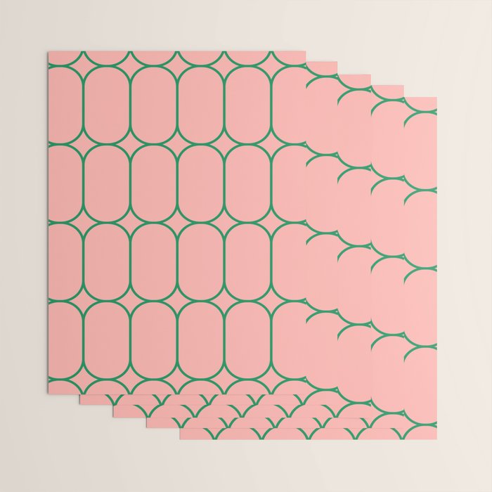 Mod Pods Retro Minimalist Geometric Pattern in Pink and Bright Green Wrapping Paper Gallery Image 3