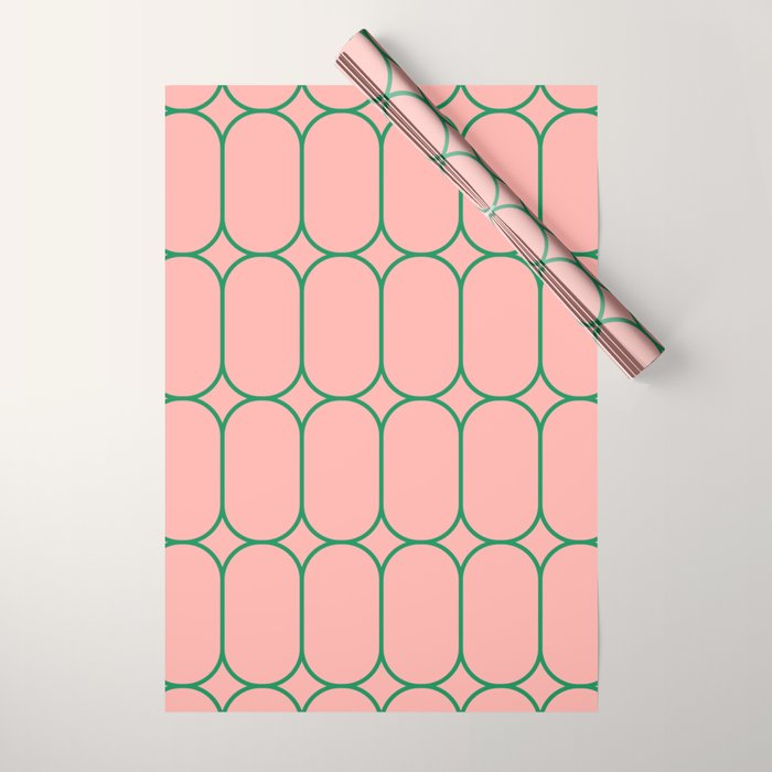 Mod Pods Retro Minimalist Geometric Pattern in Pink and Bright Green Wrapping Paper Gallery Image 1