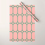 Mod Pods Retro Minimalist Geometric Pattern in Pink and Bright Green Wrapping Paper Gallery Image 1