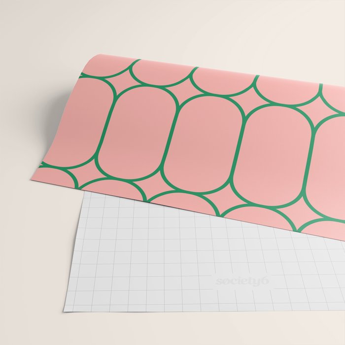 Mod Pods Retro Minimalist Geometric Pattern in Pink and Bright Green Wrapping Paper Gallery Image 2