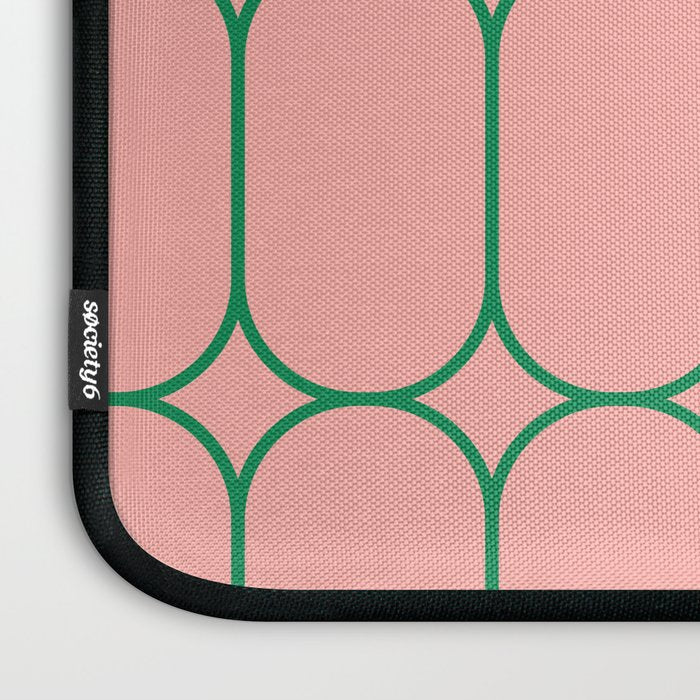 Mod Pods Retro Minimalist Geometric Pattern in Pink and Bright Green Laptop Sleeve Gallery Image 3
