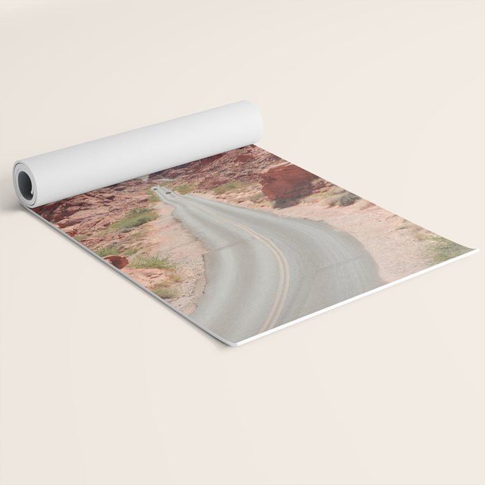Roads Of Nevada Desert Picture | Valley Of Fire State Park Art Print | USA Travel Photography Yoga Mat Gallery Image 2
