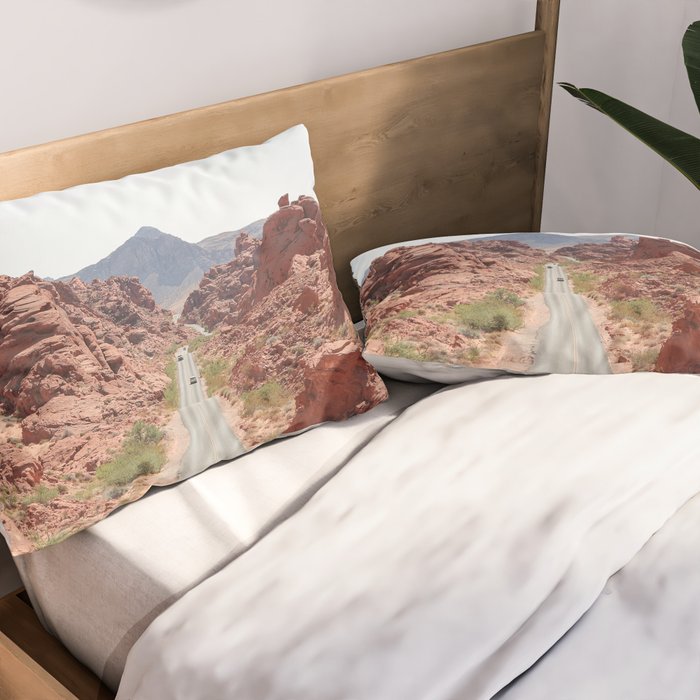Roads Of Nevada Desert Picture | Valley Of Fire State Park Art Print | USA Travel Photography Pillow Sham Gallery Image 2