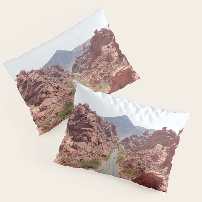 Roads Of Nevada Desert Picture | Valley Of Fire State Park Art Print | USA Travel Photography Pillow Sham Gallery Image 3