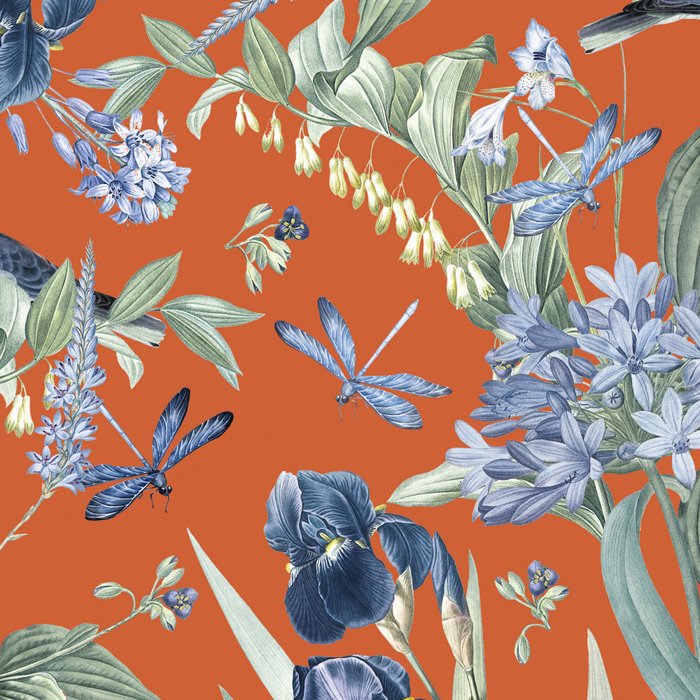 Exotic Wildlife Floral Garden on Orange Coffee Mug Gallery Image 2