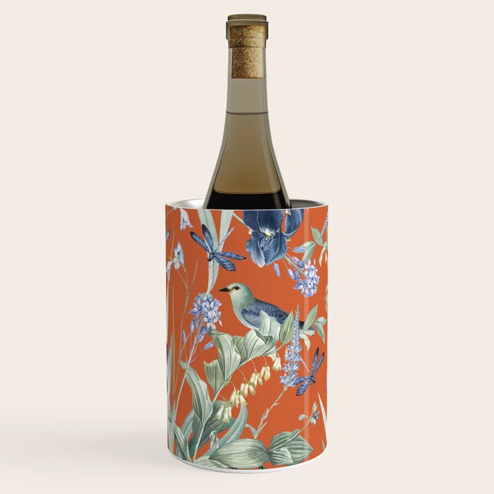 Exotic Wildlife Floral Garden on Orange Wine Chiller Gallery Image 2