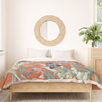 Exotic Wildlife Floral Garden on Orange Duvet Cover Gallery Image 3