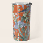 Exotic Wildlife Floral Garden on Orange Travel Mug Gallery Image 2