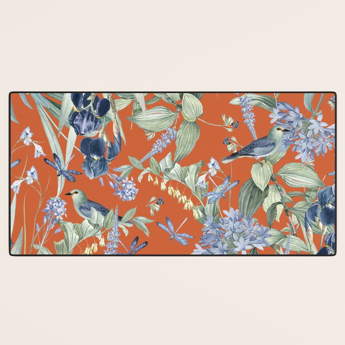 Exotic Wildlife Floral Garden on Orange Desk Mat Gallery Image 3