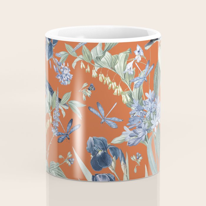 Exotic Wildlife Floral Garden on Orange Coffee Mug Gallery Image 4
