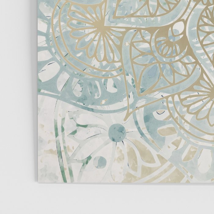 Yoga, Mandala, Teal and Gold, Wall Art Boho Poster Gallery Image 3