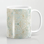 Yoga, Mandala, Teal and Gold, Wall Art Boho Coffee Mug Gallery Image 1
