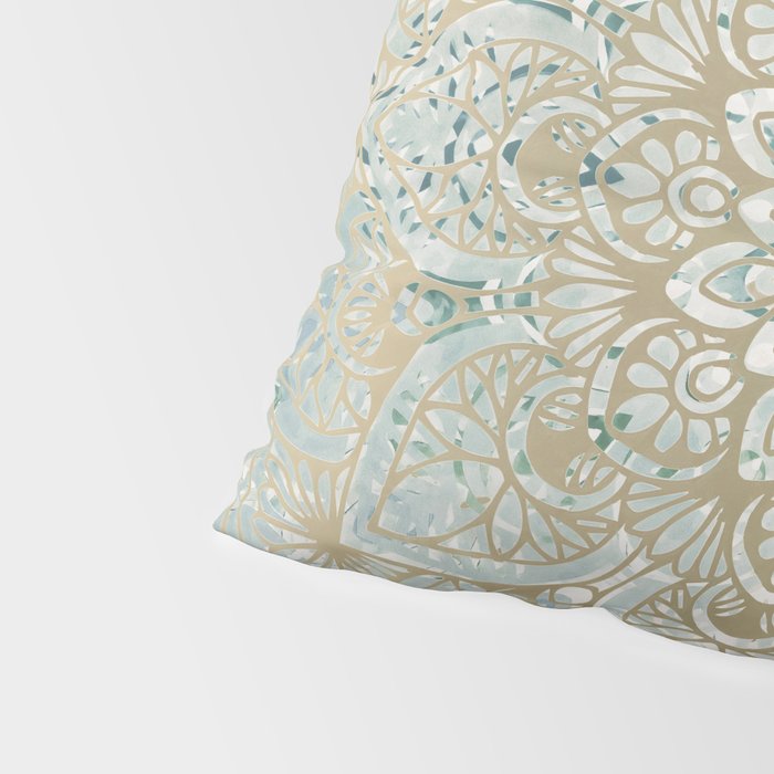 Yoga, Mandala, Teal and Gold, Wall Art Boho Pillow Sham Gallery Image 4