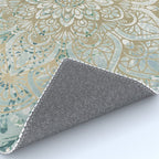 Yoga, Mandala, Teal and Gold, Wall Art Boho Rug Gallery Image 4