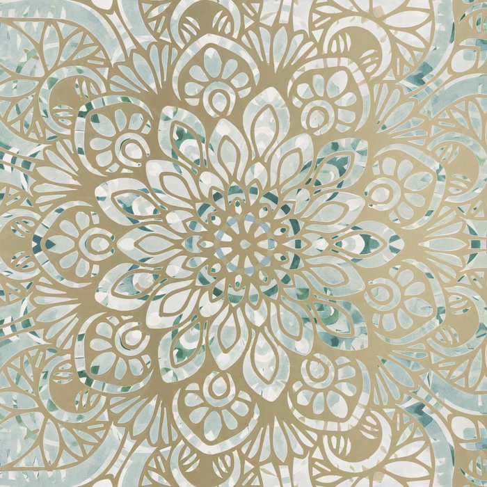 Yoga, Mandala, Teal and Gold, Wall Art Boho Coffee Mug Gallery Image 2