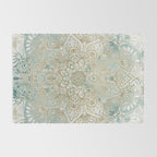 Yoga, Mandala, Teal and Gold, Wall Art Boho Rug Gallery Image 2